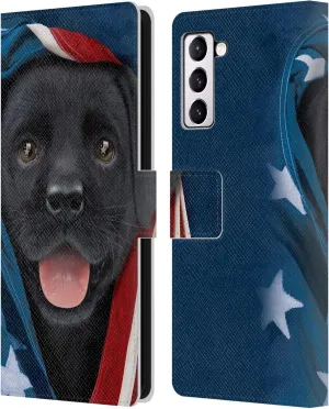 Head Case Designs Officially Licensed Vincent HIE Patriotic Black Lab Canidae Leather Book Wallet Case Cover Compatible with Samsung Galaxy S21  5G