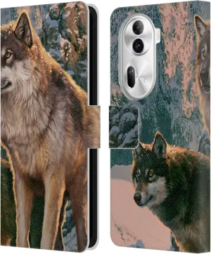 Head Case Designs Officially Licensed Vincent HIE Wolf Couple Canidae Leather Book Wallet Case Cover Compatible with Oppo Reno11