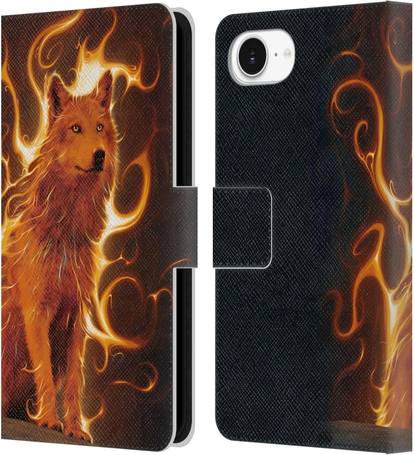Head Case Designs Officially Licensed Vincent HIE Wolf Phoenix Canidae Leather Book Wallet Case Cover Compatible with Apple iPhone 16e