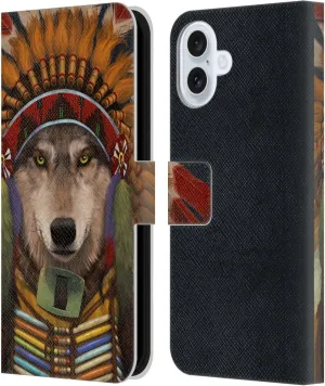 Head Case Designs Officially Licensed Vincent HIE Wolf Spirit Chief Canidae Leather Book Wallet Case Cover Compatible with Apple iPhone 16 Plus