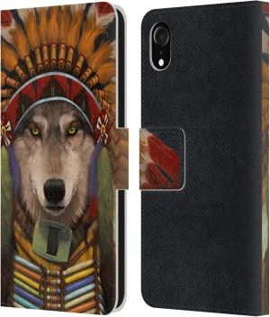 Head Case Designs Officially Licensed Vincent HIE Wolf Spirit Chief Canidae Leather Book Wallet Case Cover Compatible with Apple iPhone XR