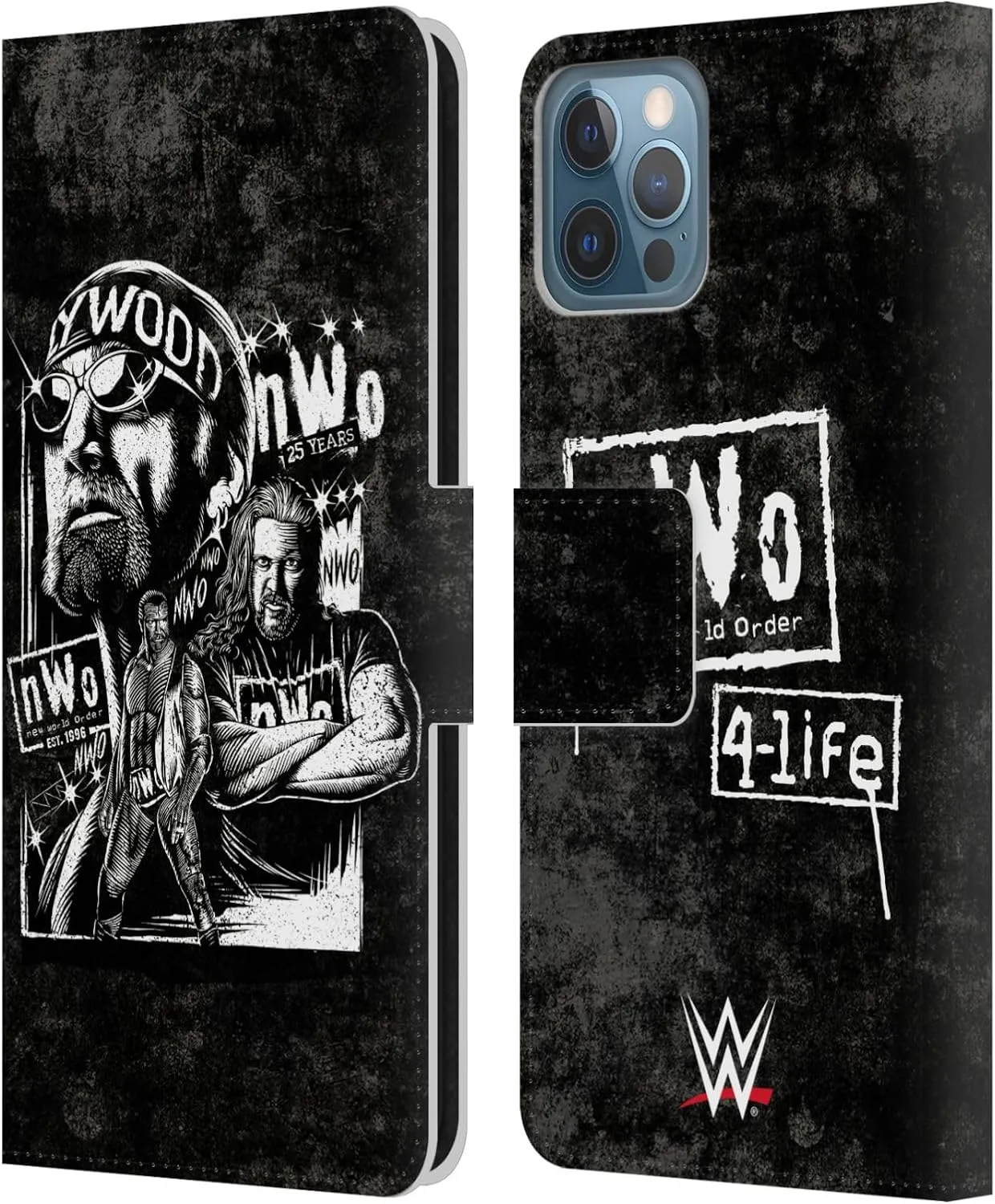Head Case Designs Officially Licensed WWE Fathead Superstar NWO Leather Book Wallet Case Cover Compatible with Apple iPhone 12 / iPhone 12 Pro