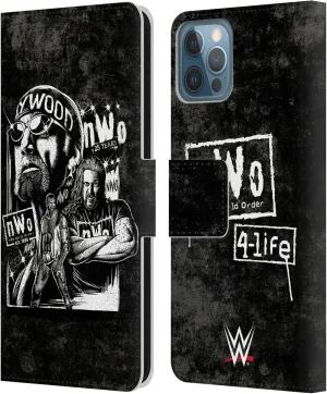 Head Case Designs Officially Licensed WWE Fathead Superstar NWO Leather Book Wallet Case Cover Compatible with Apple iPhone 12 / iPhone 12 Pro
