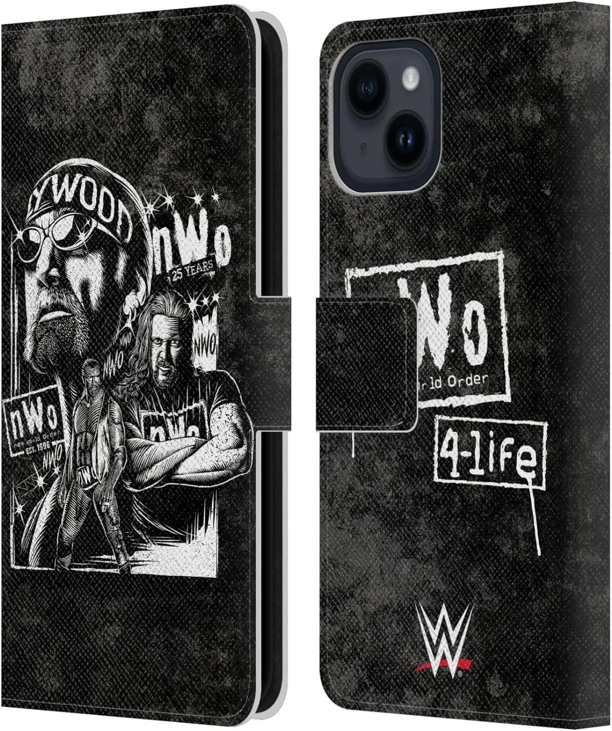 Head Case Designs Officially Licensed WWE Fathead Superstar NWO Leather Book Wallet Case Cover Compatible with Apple iPhone 15