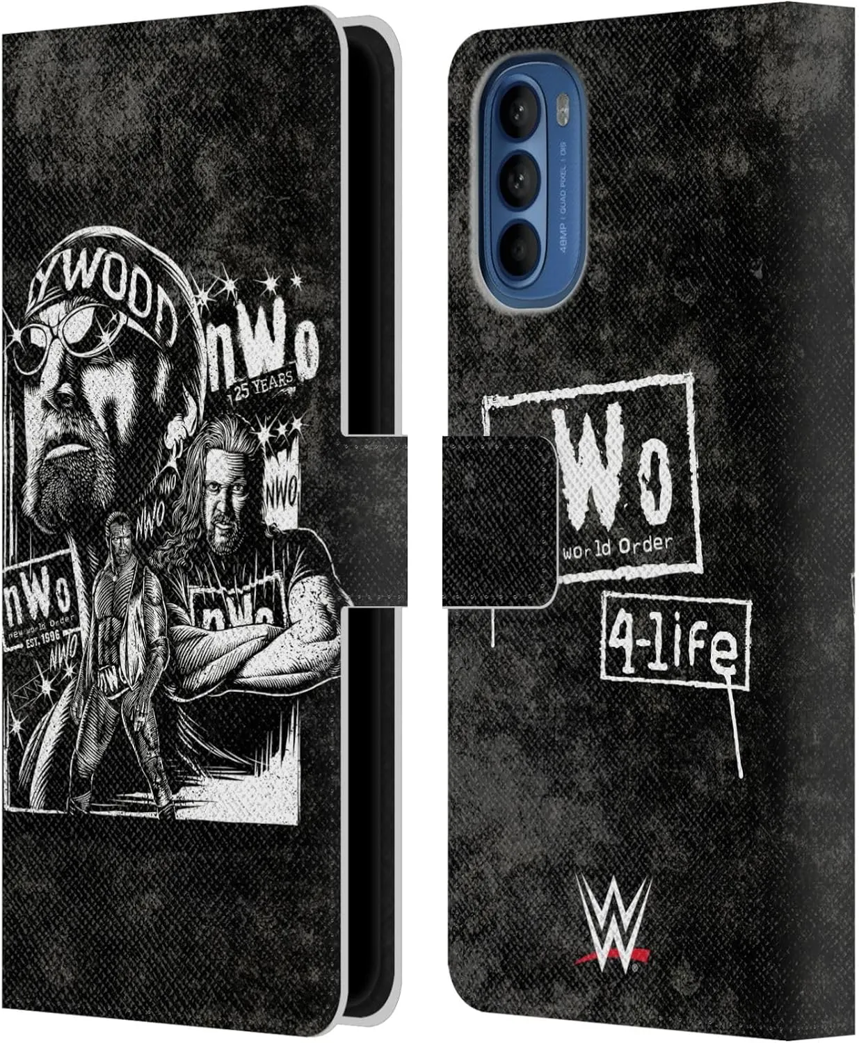 Head Case Designs Officially Licensed WWE Fathead Superstar NWO Leather Book Wallet Case Cover Compatible with Motorola Moto G41