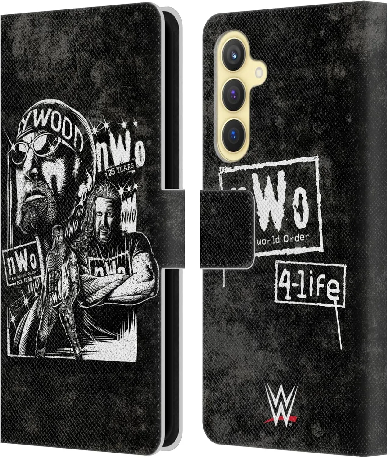 Head Case Designs Officially Licensed WWE Fathead Superstar NWO Leather Book Wallet Case Cover Compatible with Samsung Galaxy S23 FE 5G