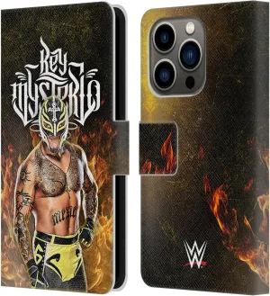Head Case Designs Officially Licensed WWE Portrait Rey Mysterio Leather Book Wallet Case Cover Compatible with Apple iPhone 14 Pro