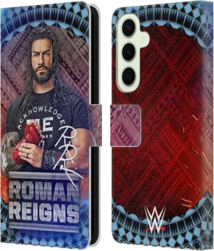Head Case Designs Officially Licensed WWE Tribal Pattern Roman Reigns Leather Book Wallet Case Cover Compatible with Samsung Galaxy S25 