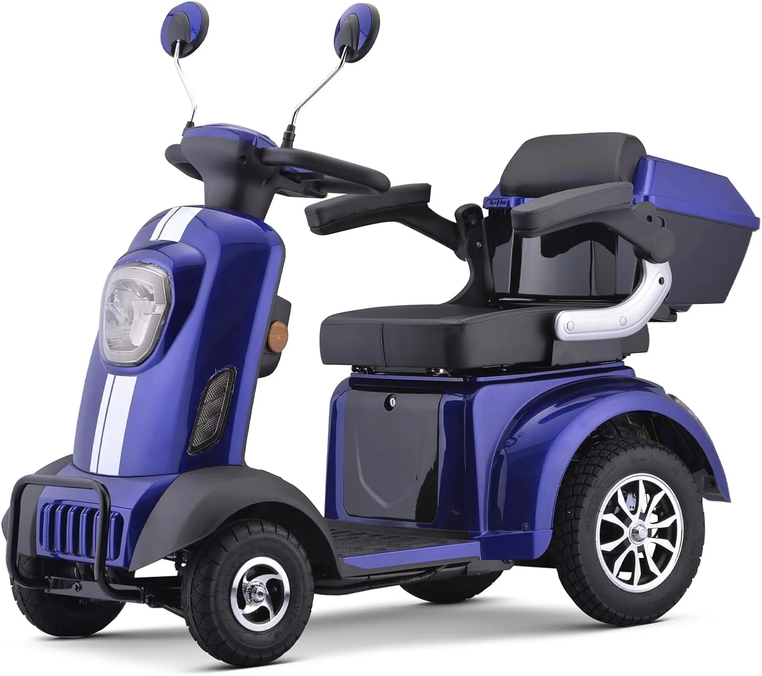 Heavy Duty 4-Wheels Mobility Scooter, 400 lb Capacity Large Wheelchair Device for Seniors & Adults, Speed Adjust, Storage Trunk, Ship Fully Assembled in US (Blue)