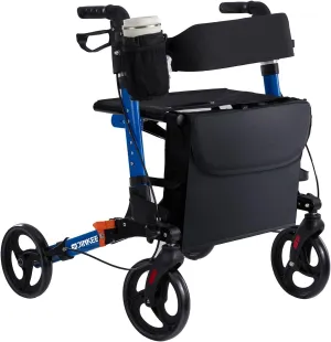 Heavy-Duty Folding Wheelchair - 330 lbs Weight Capacity, Adjustable Height, 8" All-Terrain Wheels | with Cup Holder & Breathable Seat, Portable Mobility Wheelchair for Seniors