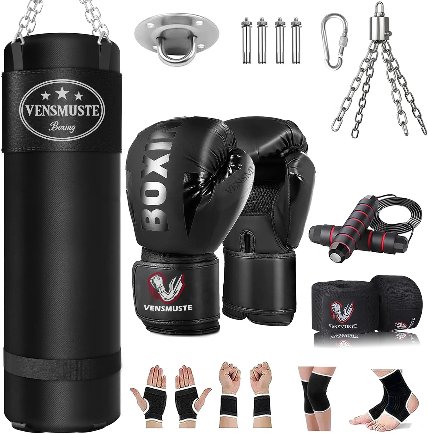 Heavy Punching Bag for Adults - Boxing Bag with 12oz Gloves - Perfect for MMA, Kickboxing, and Fitness Training - Durable Material with Chain - Unfilled