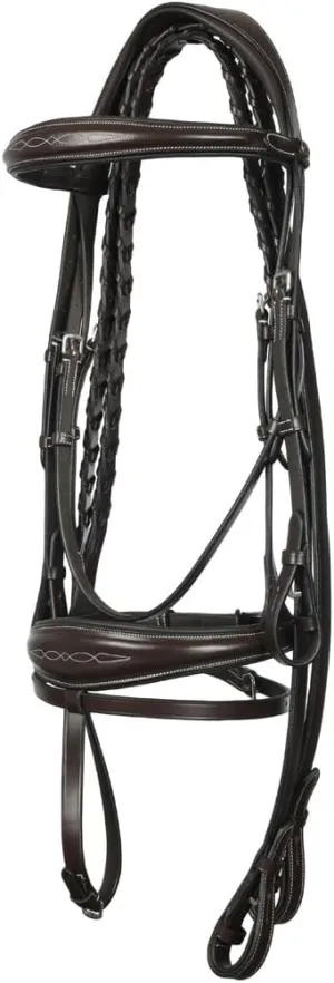 Henri de Rivel Jamaika Pro Anatomical Fancy Raised Wide Flash Noseband Bridle with Raised laced reins