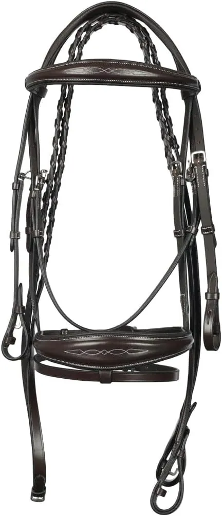 Henri de Rivel Jamaika Pro Anatomical Fancy Raised Wide Flash Noseband Bridle with Raised laced reins