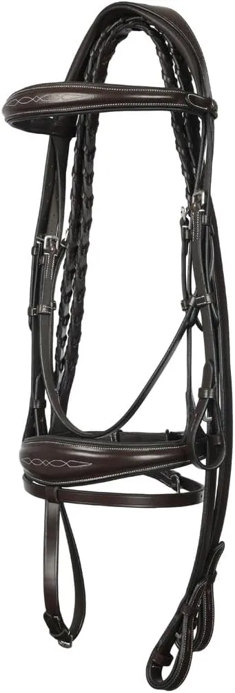 Henri de Rivel Jamaika Pro Anatomical Fancy Raised Wide Flash Noseband Bridle with Raised laced reins