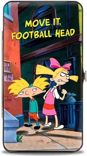 Hey Arnold! unisex adults Buckle-down Hinge - Arnold & Helga Pose Move It, Football Head Wallet, Multicolor, 7 x 4 US