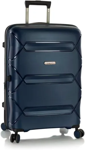 Heys Milos Durable and lightweight luggage, made with Duraflex impact-resistant material, TSA Combination Lock, Dual Spinner Wheels, and Expandable, Navy, 26-Inch, Medium Check-In