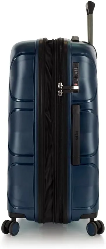 Heys Milos Durable and lightweight luggage, made with Duraflex impact-resistant material, TSA Combination Lock, Dual Spinner Wheels, and Expandable, Navy, 26-Inch, Medium Check-In