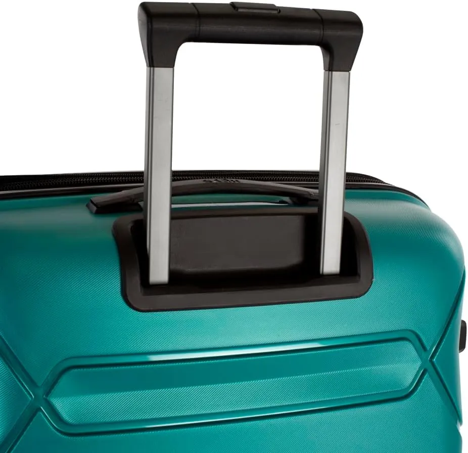 Heys Milos Durable and lightweight luggage, made with Duraflex impact-resistant material, TSA Combination Lock, Dual Spinner Wheels, and Expandable, Teal, 30-Inch Checked-Large