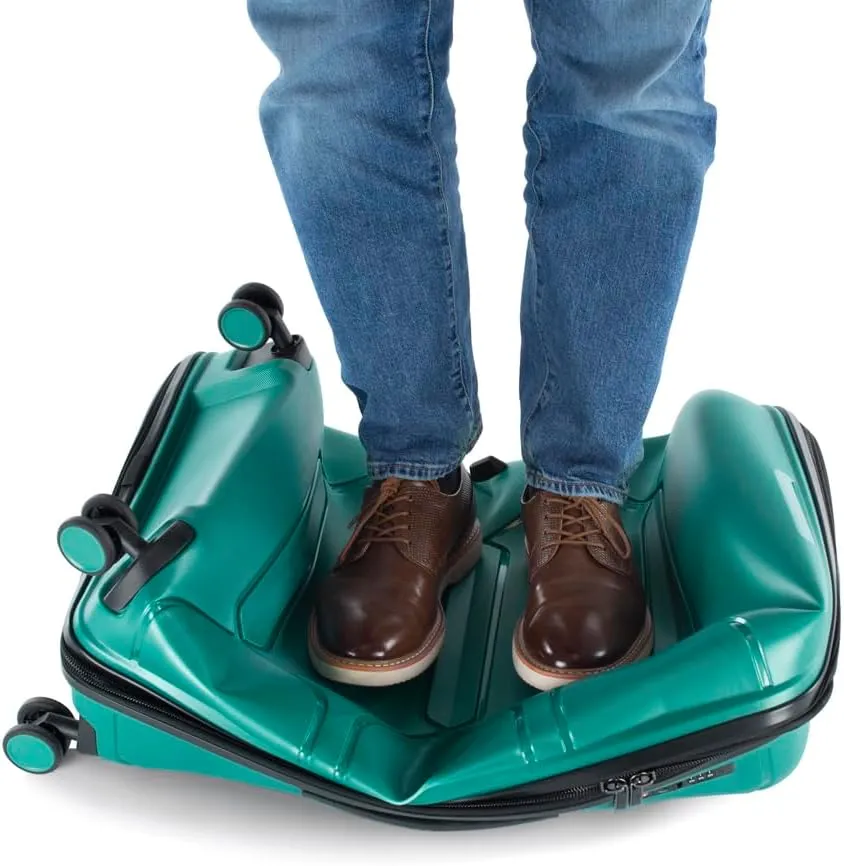 Heys Milos Durable and lightweight luggage, made with Duraflex impact-resistant material, TSA Combination Lock, Dual Spinner Wheels, and Expandable, Teal, 30-Inch Checked-Large
