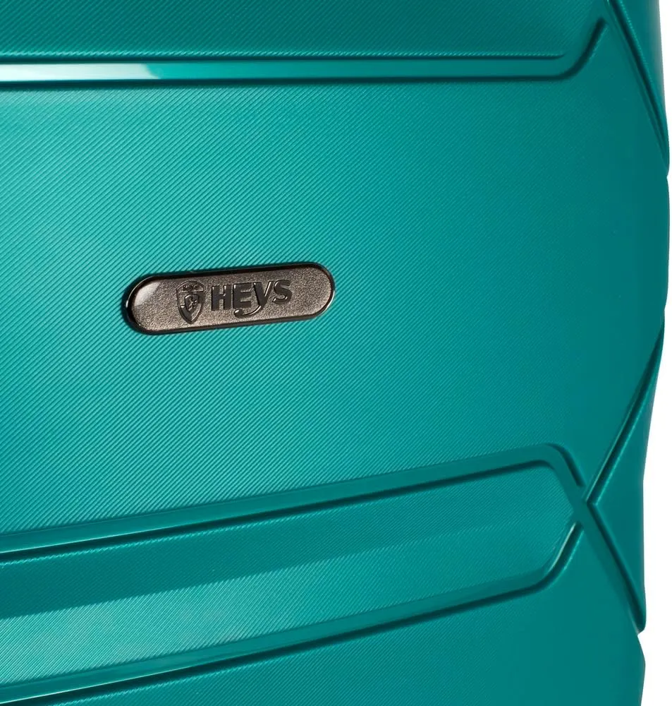 Heys Milos Durable and lightweight luggage, made with Duraflex impact-resistant material, TSA Combination Lock, Dual Spinner Wheels, and Expandable, Teal, 30-Inch Checked-Large