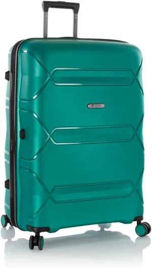 Heys Milos Durable and lightweight luggage, made with Duraflex impact-resistant material, TSA Combination Lock, Dual Spinner Wheels, and Expandable, Teal, 30-Inch Checked-Large