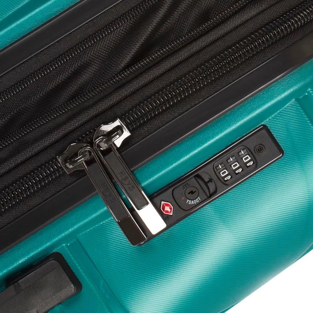 Heys Milos Durable and lightweight luggage, made with Duraflex impact-resistant material, TSA Combination Lock, Dual Spinner Wheels, and Expandable, Teal, 30-Inch Checked-Large