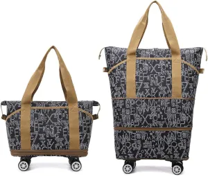 High-Capacity Foldable Travel Bag with Spinner Wheels Expandable Foldable Duffel Bag Detachable Rolling Wheels Travel Bag Carry on Duffel Bag for Men Women Lightweight Suitcases ﻿