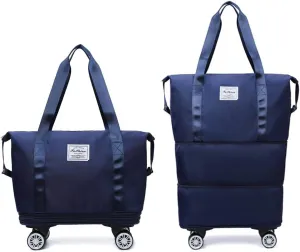 High-Capacity Foldable Travel Bag with Spinner Wheels Expandable Foldable Duffel Bag Detachable Rolling Wheels Travel Bag Carry on Duffel Bag for Men Women Lightweight Suitcases ﻿