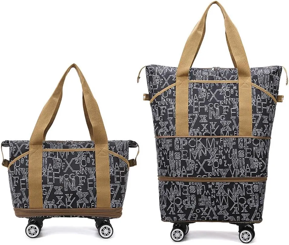 High-Capacity Foldable Travel Bag with Spinner Wheels Expandable Foldable Duffel Bag Detachable Rolling Wheels Travel Bag Carry on Duffel Bag for Men Women Lightweight Suitcases ﻿