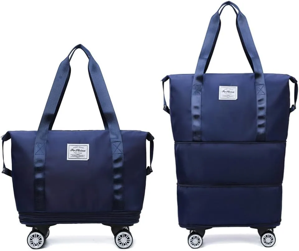 High-Capacity Foldable Travel Bag with Spinner Wheels Expandable Foldable Duffel Bag Detachable Rolling Wheels Travel Bag Carry on Duffel Bag for Men Women Lightweight Suitcases ﻿