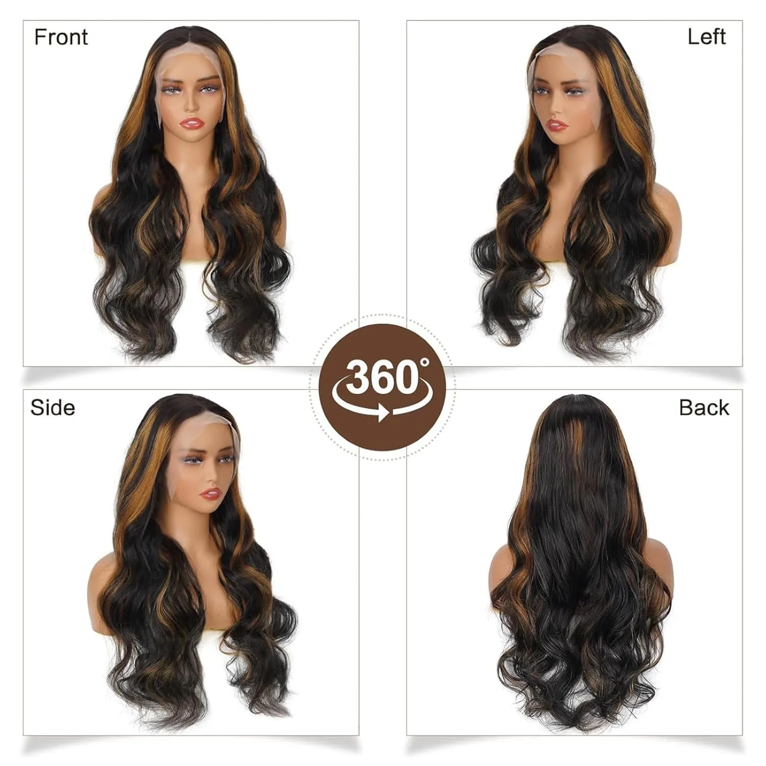 Highlight Lace Front Wig Human Hair 26 Inch 13x4 Body Wave Ombre Lace Front Wig Human Hair 1/27 Body Wave 200 Density Colored
