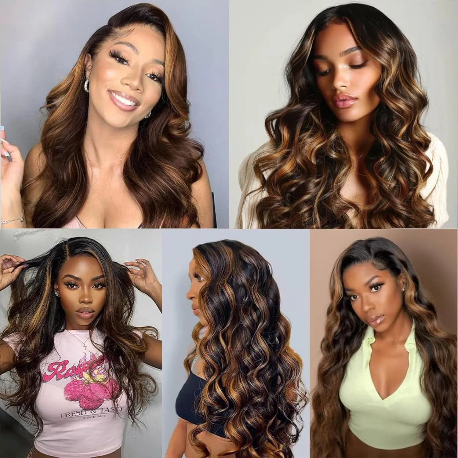Highlight Lace Front Wig Human Hair 26 Inch 13x4 Body Wave Ombre Lace Front Wig Human Hair 1/27 Body Wave 200 Density Colored