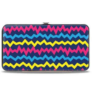 Hinged Wallet - Scribble Zig Zag Stripe Navy/Multi Color