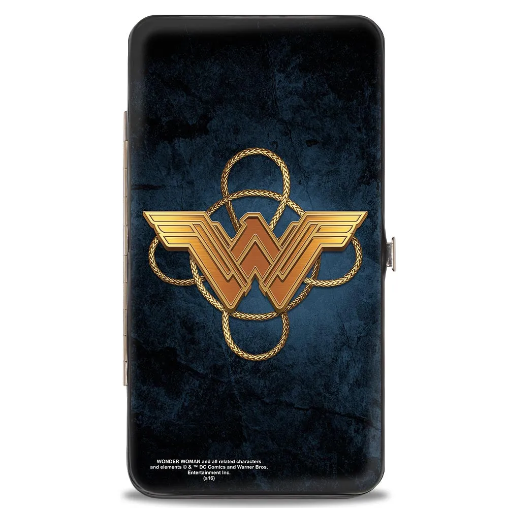 Hinged Wallet - Wonder Woman 2017 Standing Swords Pose   Icon/Lasso of Truth Blues/Golds