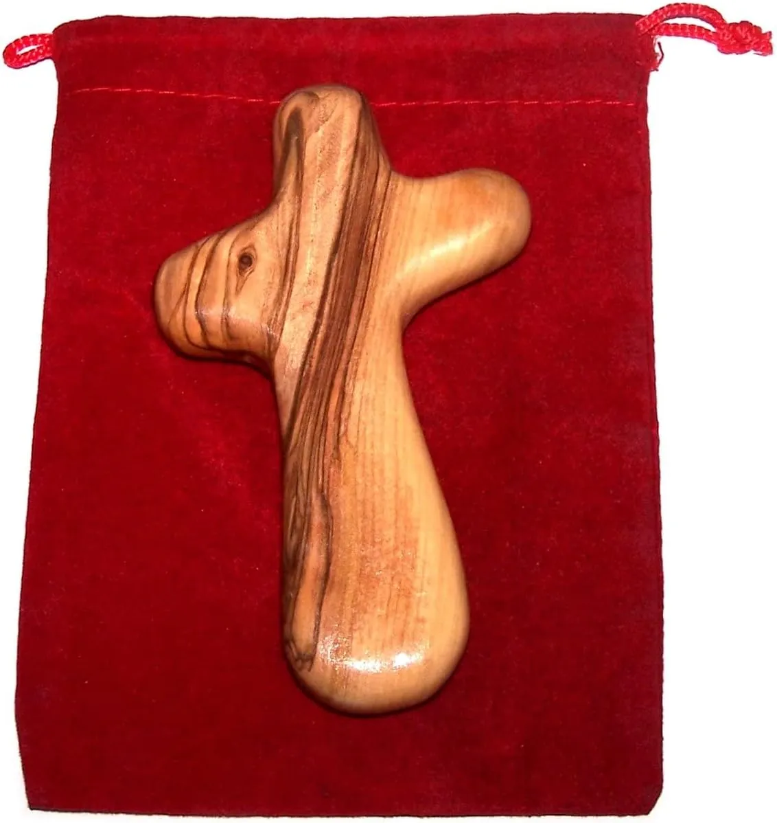 Holy Land Market Comfort/Holding Cross Also Known as Palm or Hand Cross With Velvet Bag And Two Certificates (4 Inches) (1 Count)