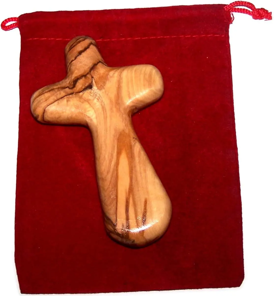 Holy Land Market Comfort/Holding Cross Also Known as Palm or Hand Cross With Velvet Bag And Two Certificates (4 Inches) (1 Count)