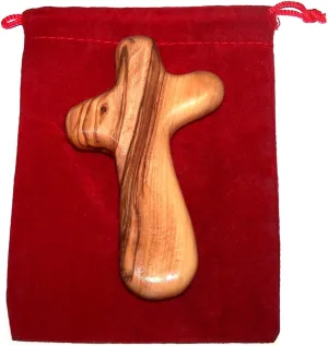 Holy Land Market Comfort/Holding Cross Also Known as Palm or Hand Cross With Velvet Bag And Two Certificates (4 Inches) (1 Count)