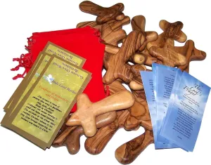 Holy Land Market Comfort/Holding Cross Also Known as Palm or Hand Cross With Velvet Bag And Two Certificates (4 Inches) (25)