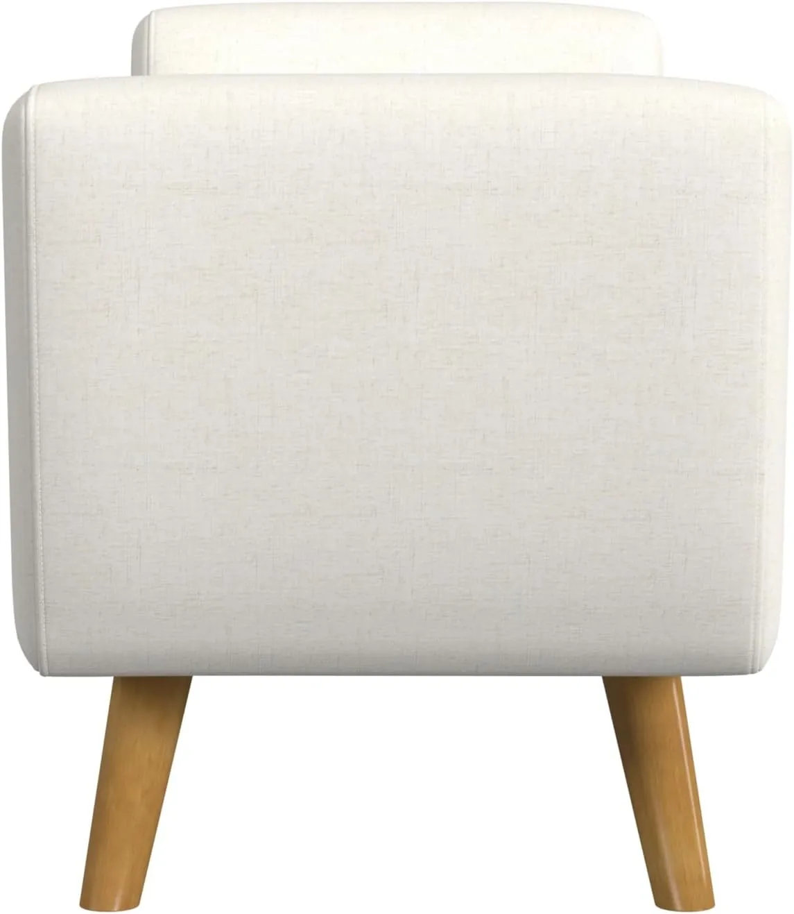 HomePop Modern Storage Bench with Wood Legs Home Décor|Bench with Storage for Living Room & Bedroom - Cream Textured Woven