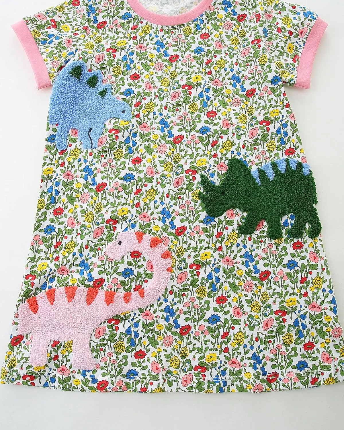 Hongshilian Little Girls Casual Cotton Dress Cartoon Print Short Sleeve Summer T-Shirt Skirt Dresses