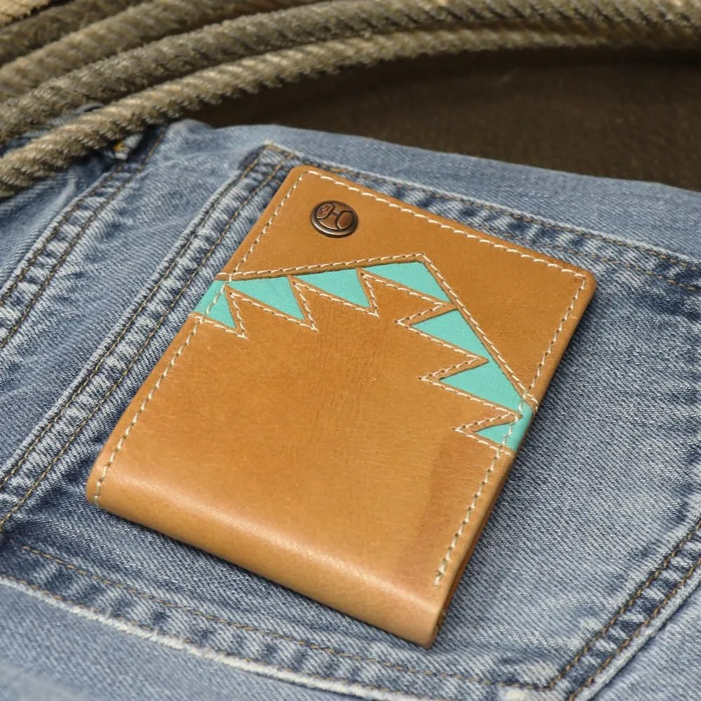 HOOEY Bi-Fold Leather Men's Wallet (Aztec - Turquoise)