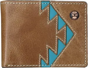 HOOEY Bi-Fold Leather Men's Wallet (Aztec - Turquoise)