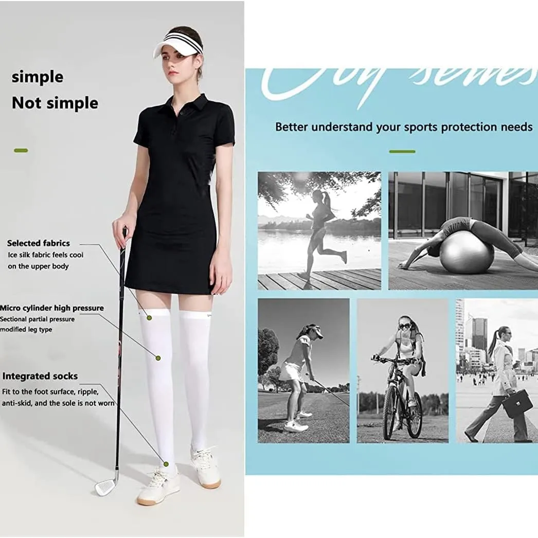 Hopply Golf Sun Protection Socks UPF50  Overknee Stocking Ice Silk Breathable Cool Socks for Women School Outdoor Sports