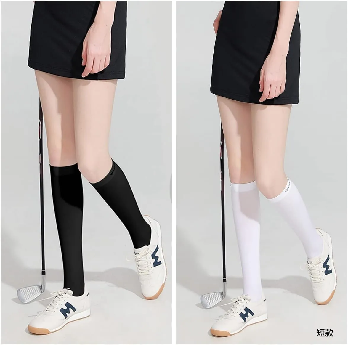 Hopply Golf Sun Protection Socks UPF50  Overknee Stocking Ice Silk Breathable Cool Socks for Women School Outdoor Sports