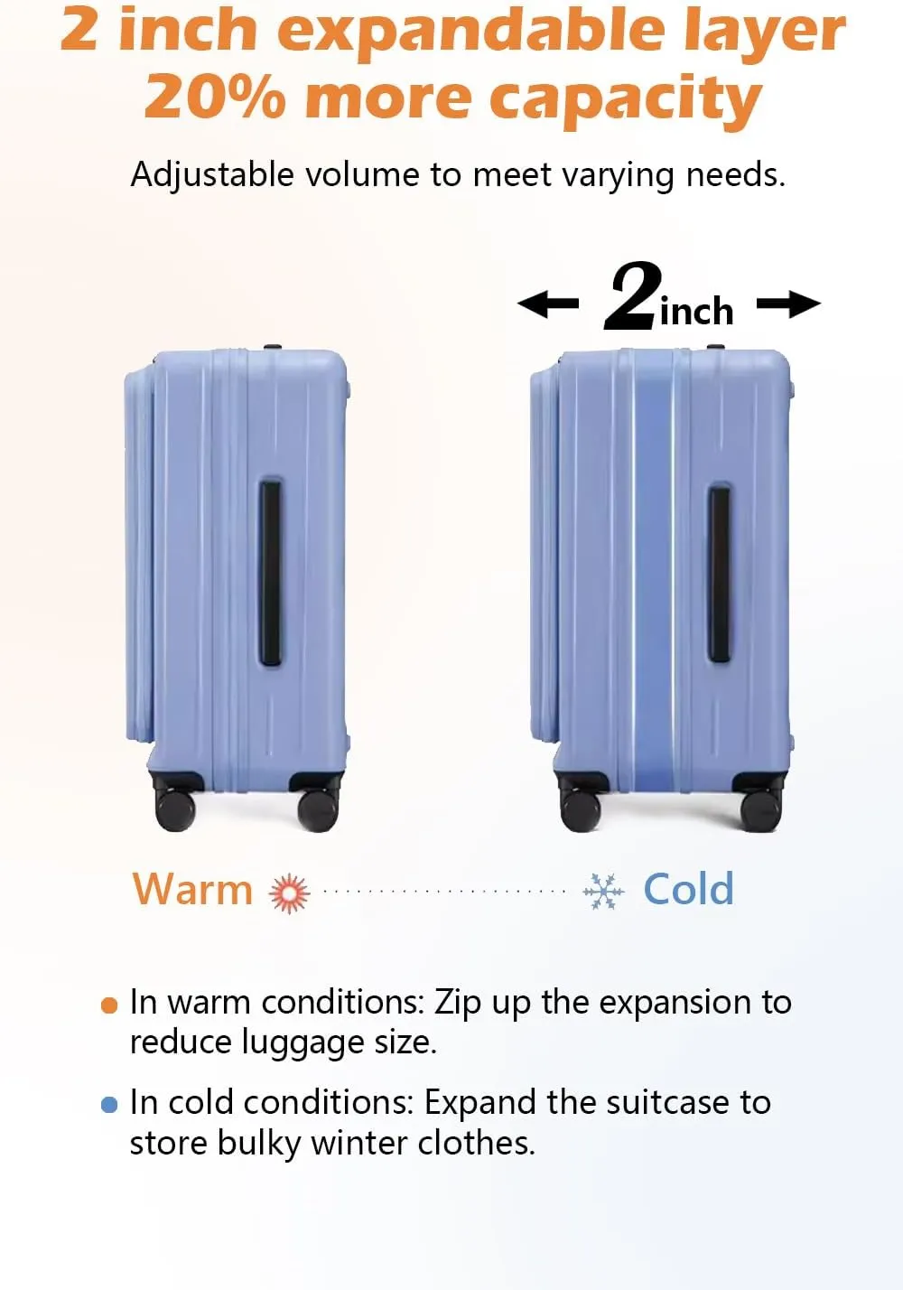 HotWay 24 Inch Expandable Checked Luggage with Cup Holder, Hardside TSA Approved Luggage with Spinner Wheels, Top Opening Suitcase For Travel, Gray