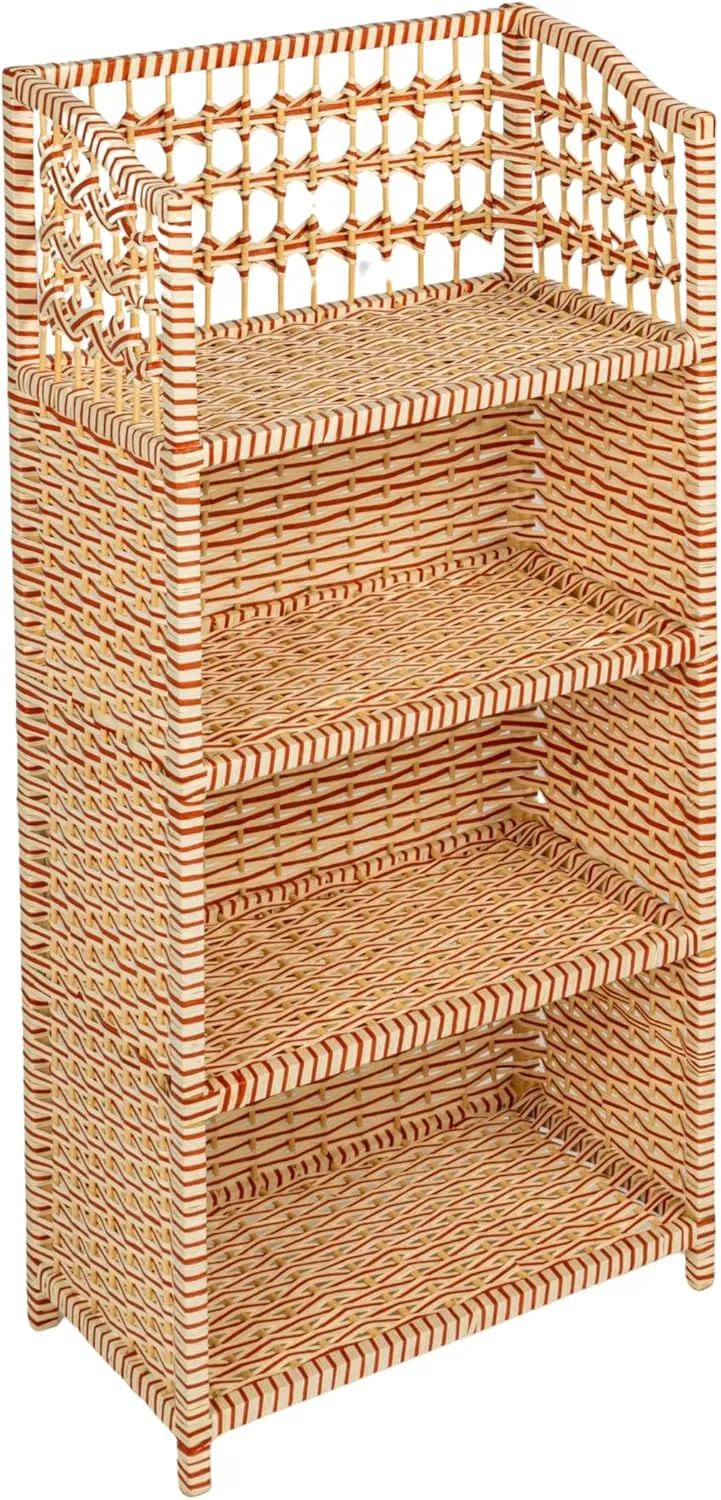 Household Essentials Woven Accent Shelf Cream and White Paper Rattan