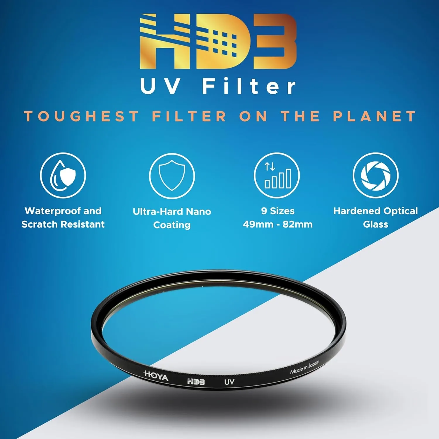 Hoya HD3 82mm UV Protector Filter - Re-Certified for 100MP  Cameras with Ultra-Hard Nano Coating UV Filter - Stain Resistant, Smudge and Waterproof UV Lens Filter with Aluminum Frame