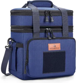 HSHRISH Tactical Lunch Box, Expandable Insulated Large Lunch Bag, Heavy Duty Waterproof Leakproof Cooler Bag for Adults/Men/Work Outdoor Picnic Day Trips, 20 Can/15 L, Blue