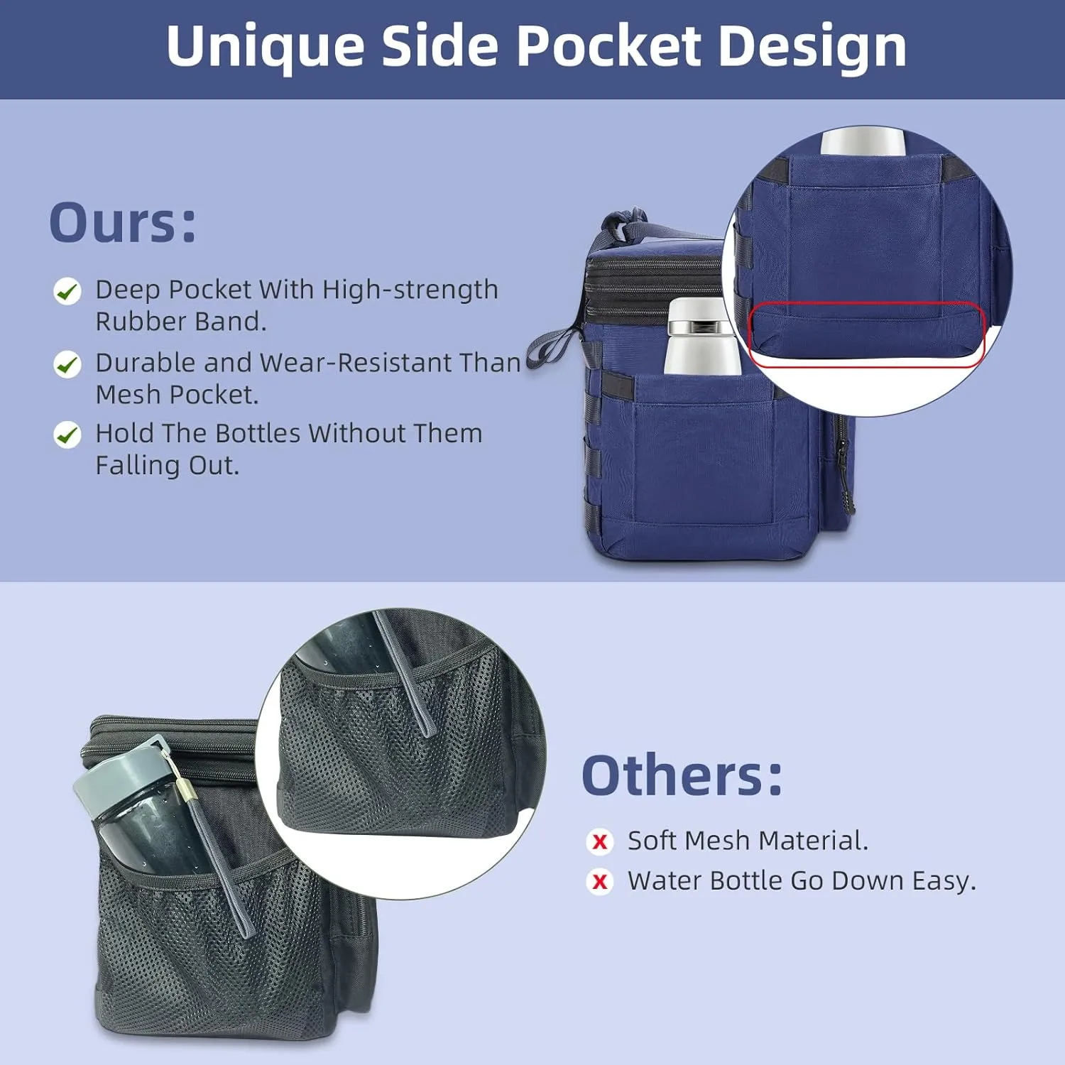HSHRISH Tactical Lunch Box, Expandable Insulated Large Lunch Bag, Heavy Duty Waterproof Leakproof Cooler Bag for Adults/Men/Work Outdoor Picnic Day Trips, 20 Can/15 L, Blue