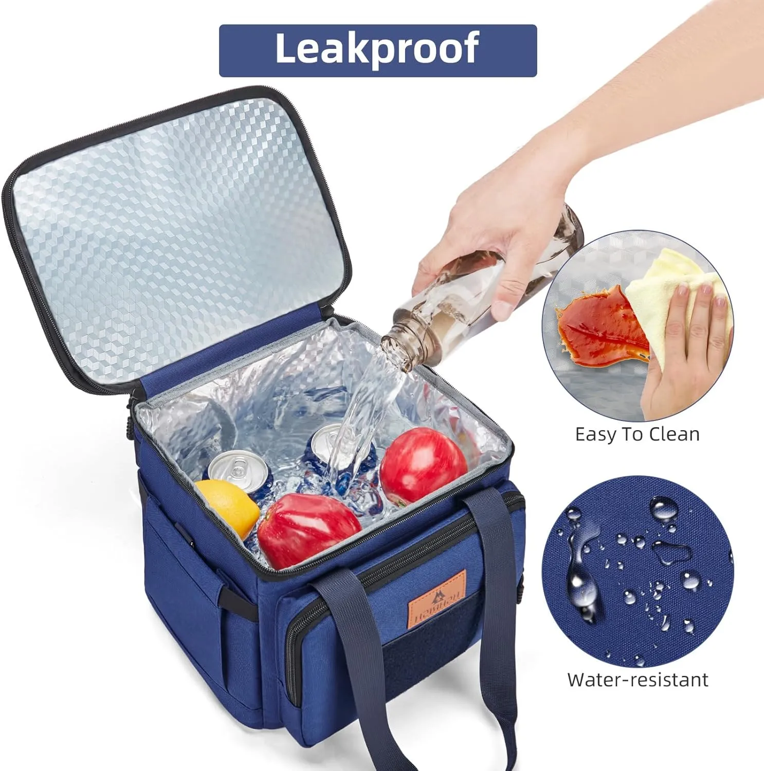 HSHRISH Tactical Lunch Box, Expandable Insulated Large Lunch Bag, Heavy Duty Waterproof Leakproof Cooler Bag for Adults/Men/Work Outdoor Picnic Day Trips, 20 Can/15 L, Blue